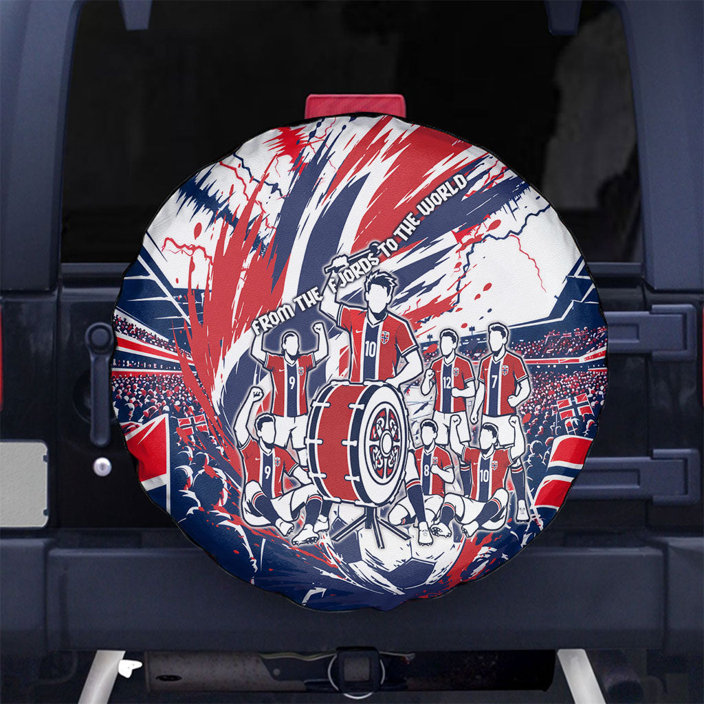 Norway Football From The Fjords To The World Spare Tire Cover Viking Shield Paint Splatter Soccer Team