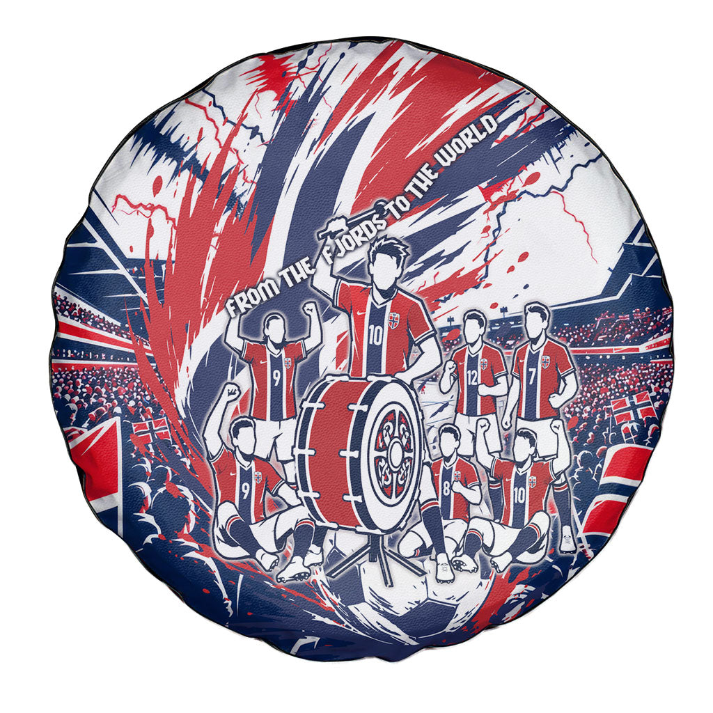 Norway Football From The Fjords To The World Spare Tire Cover Viking Shield Paint Splatter Soccer Team