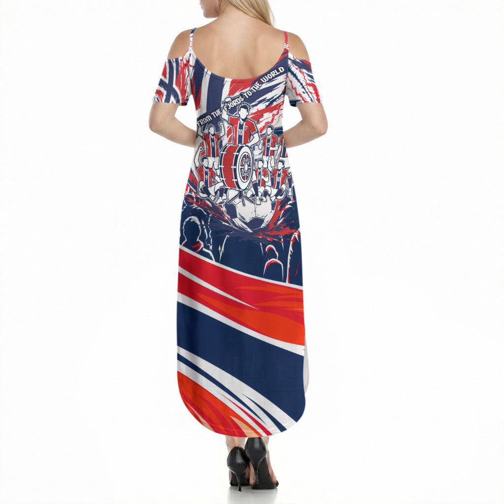 Norway Football From The Fjords To The World Summer Maxi Dress Viking Shield Paint Splatter Soccer Team