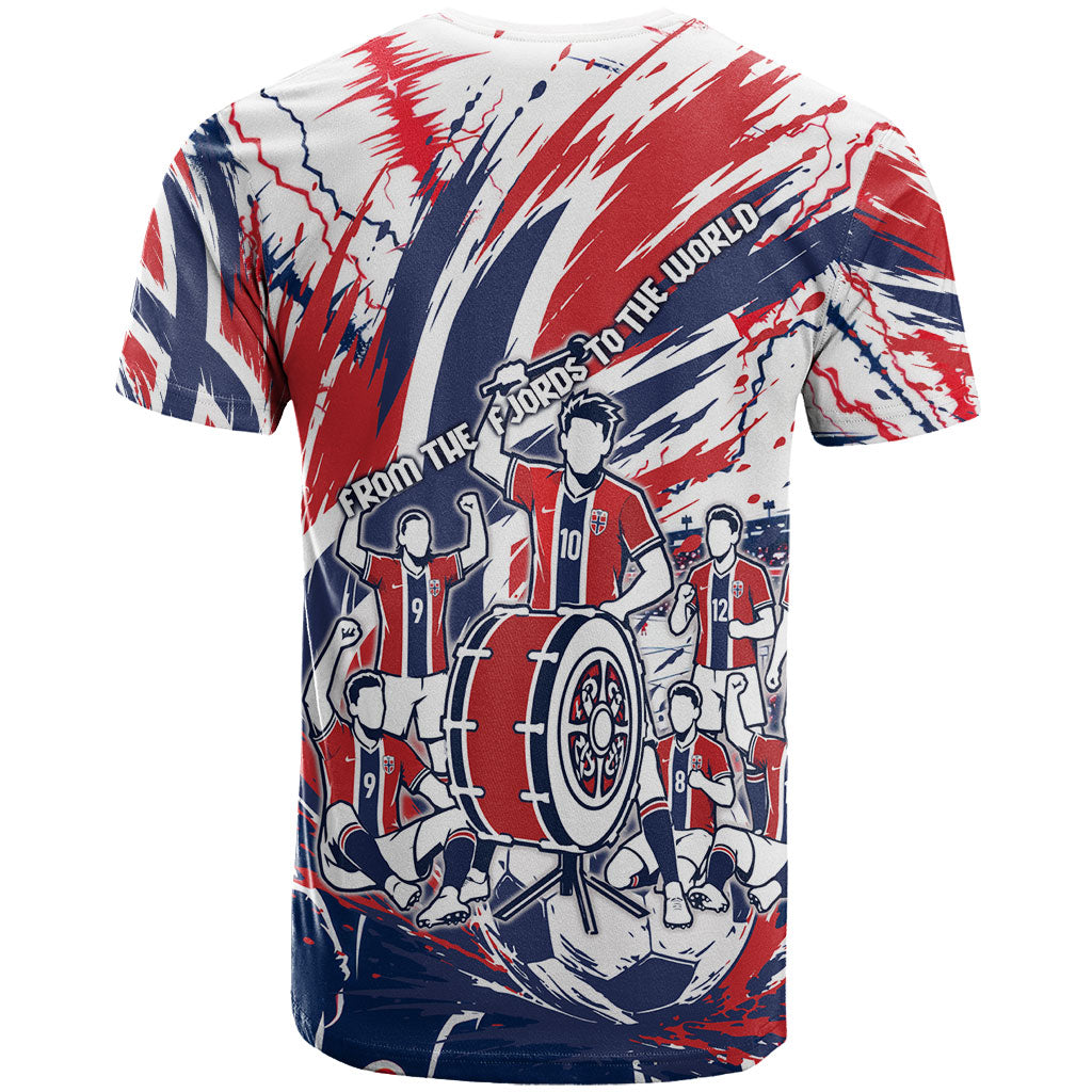 Norway Football From The Fjords To The World T Shirt Viking Shield Paint Splatter Soccer Team