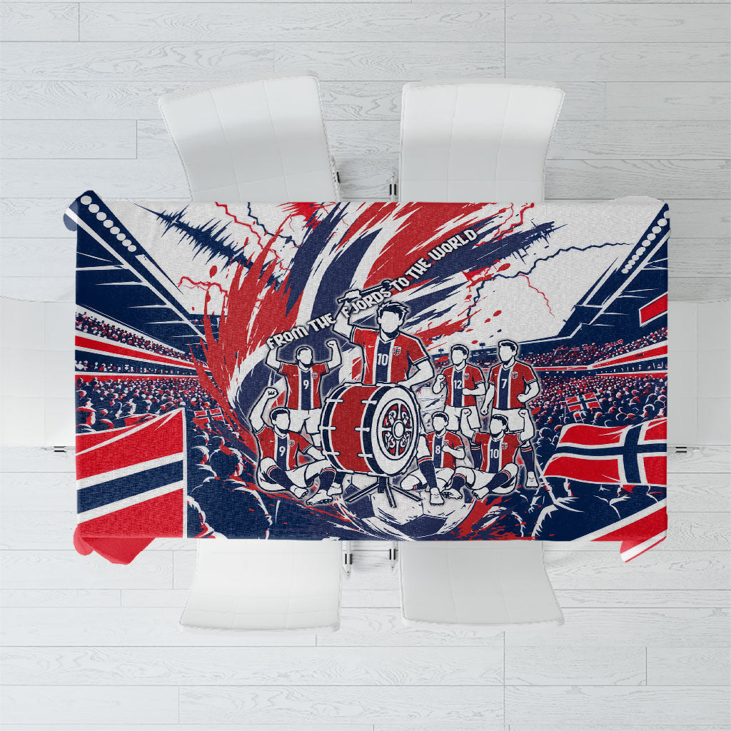 Norway Football From The Fjords To The World Tablecloth Viking Shield Paint Splatter Soccer Team