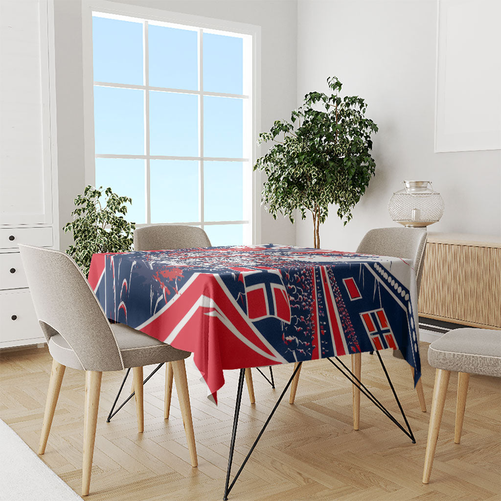 Norway Football From The Fjords To The World Tablecloth Viking Shield Paint Splatter Soccer Team