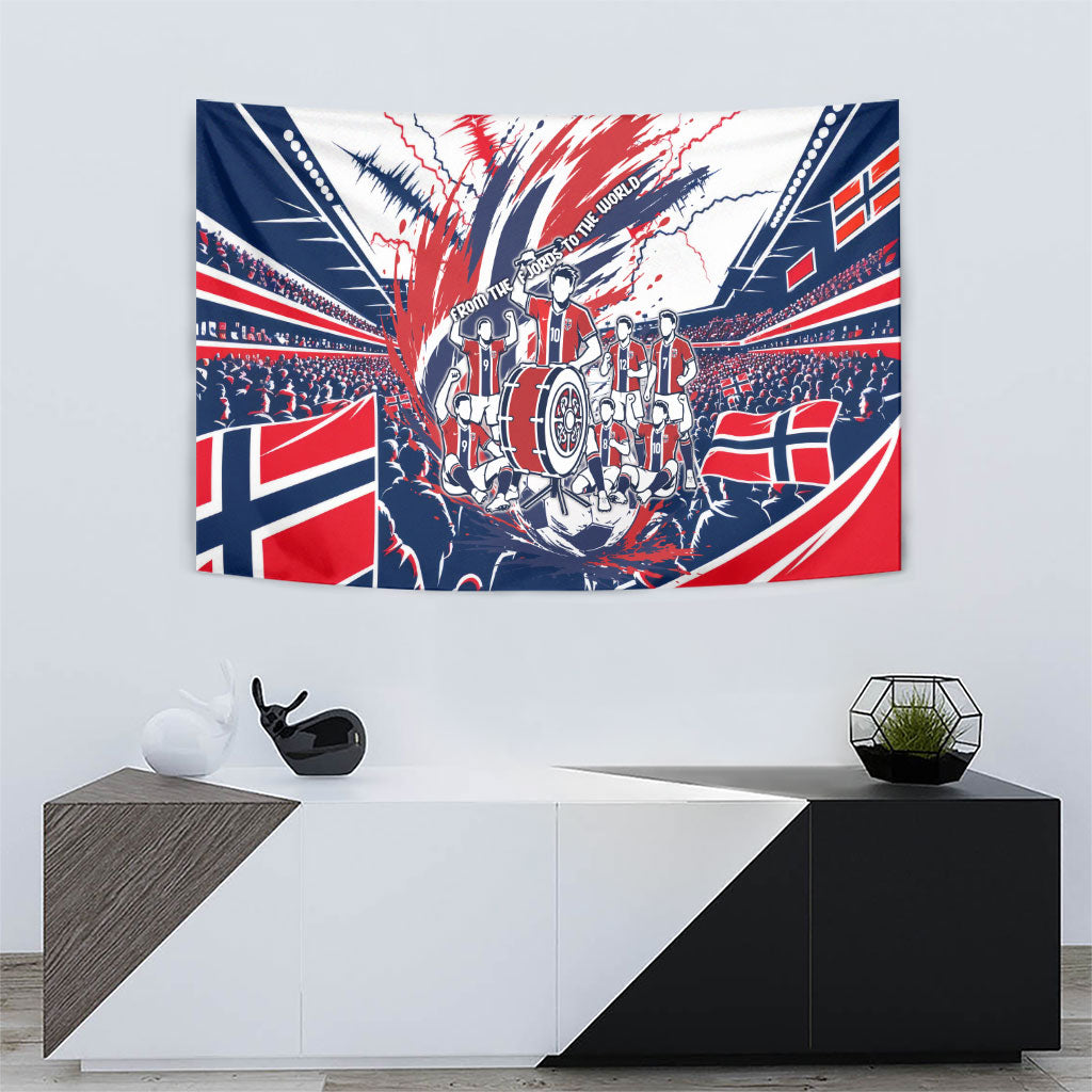 Norway Football From The Fjords To The World Tapestry Viking Shield Paint Splatter Soccer Team