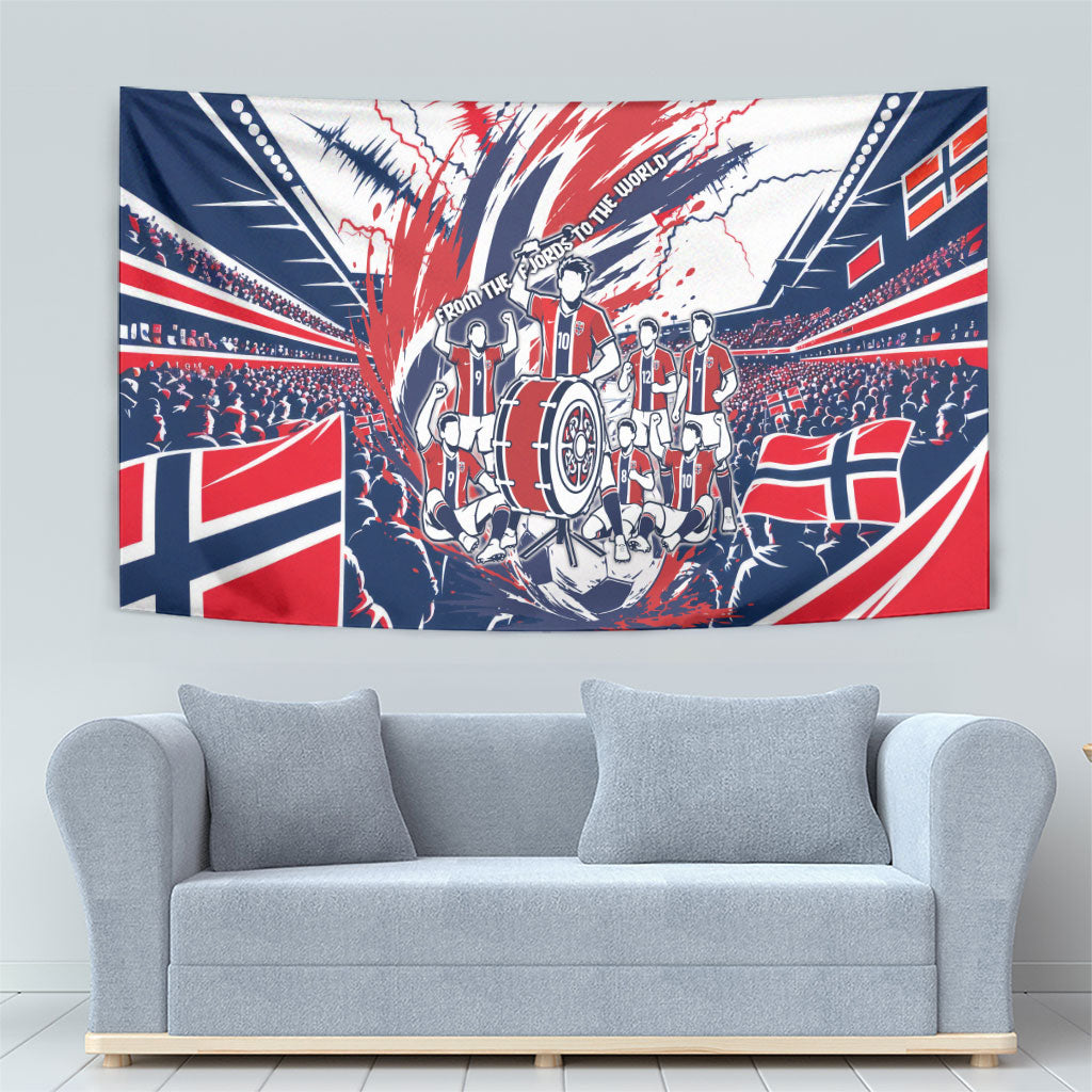 Norway Football From The Fjords To The World Tapestry Viking Shield Paint Splatter Soccer Team