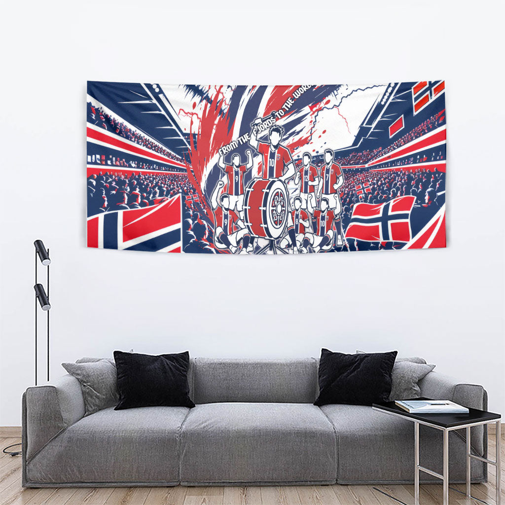 Norway Football From The Fjords To The World Tapestry Viking Shield Paint Splatter Soccer Team
