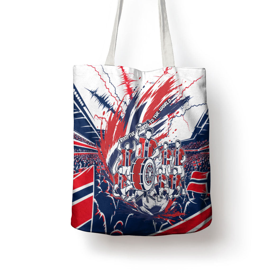 Norway Football From The Fjords To The World Tote Bag Viking Shield Paint Splatter Soccer Team