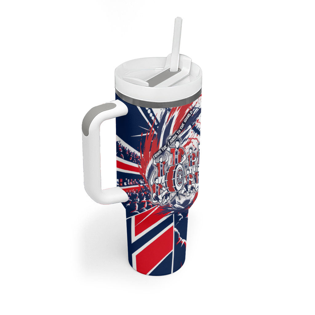 Norway Football From The Fjords To The World Tumbler With Handle Viking Shield Paint Splatter Soccer Team