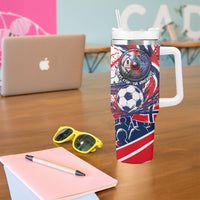 Norway Football From The Fjords To The World Tumbler With Handle Viking Shield Paint Splatter Soccer Team