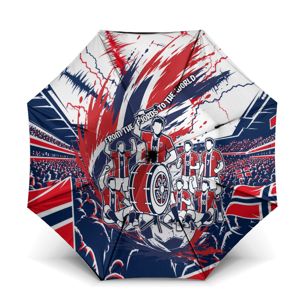 Norway Football From The Fjords To The World Umbrella Viking Shield Paint Splatter Soccer Team