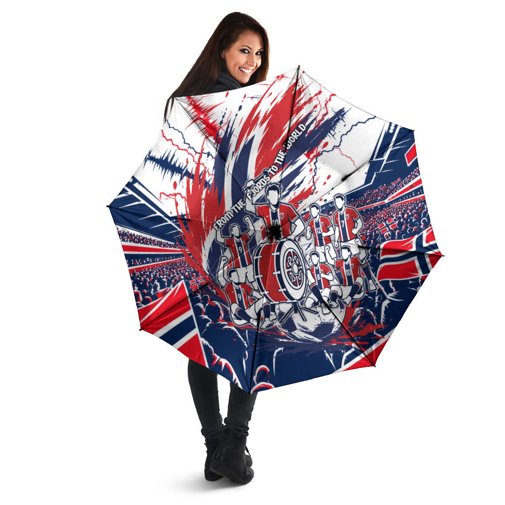 Norway Football From The Fjords To The World Umbrella Viking Shield Paint Splatter Soccer Team