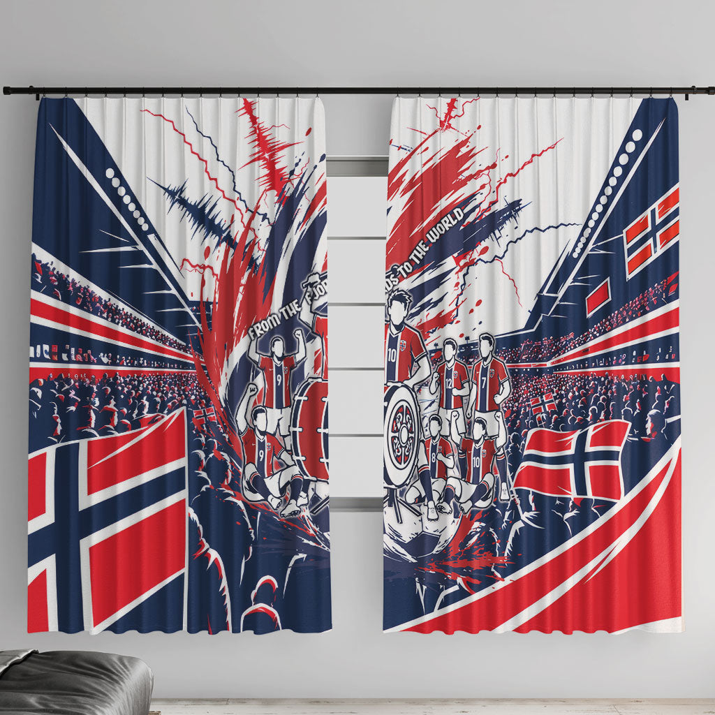 Norway Football From The Fjords To The World Window Curtain Viking Shield Paint Splatter Soccer Team