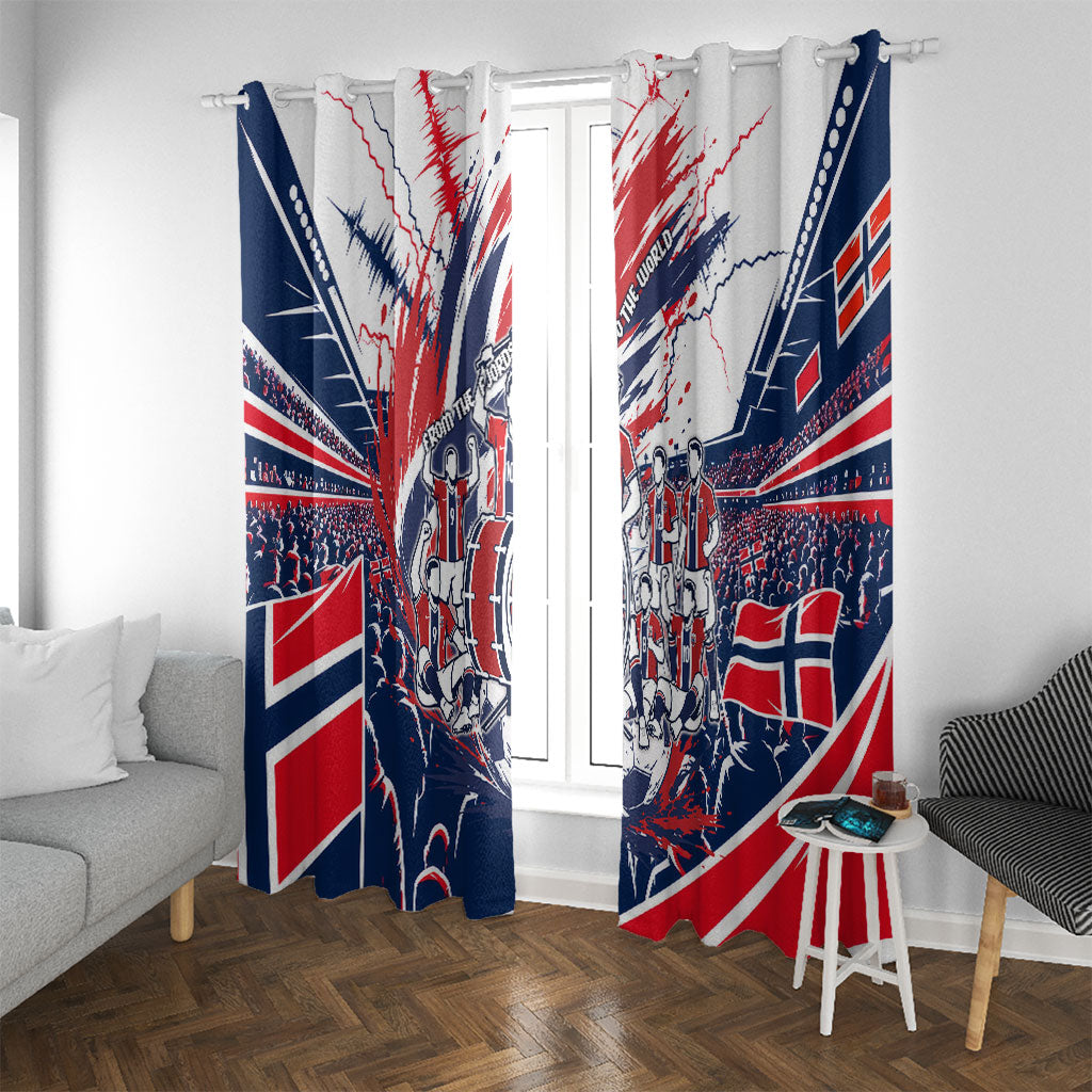 Norway Football From The Fjords To The World Window Curtain Viking Shield Paint Splatter Soccer Team