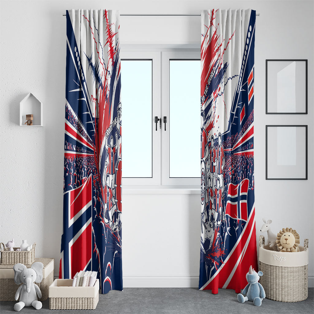 Norway Football From The Fjords To The World Window Curtain Viking Shield Paint Splatter Soccer Team