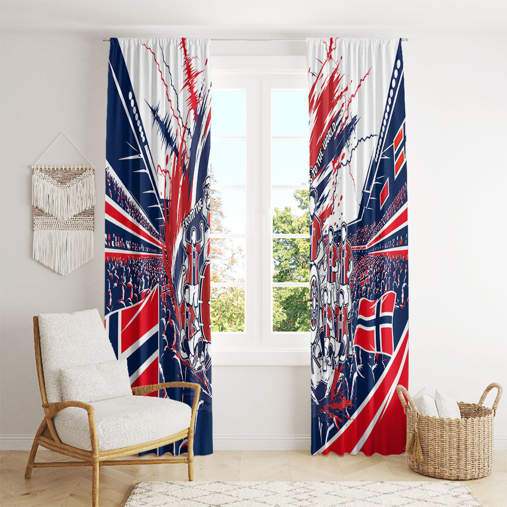 Norway Football From The Fjords To The World Window Curtain Viking Shield Paint Splatter Soccer Team