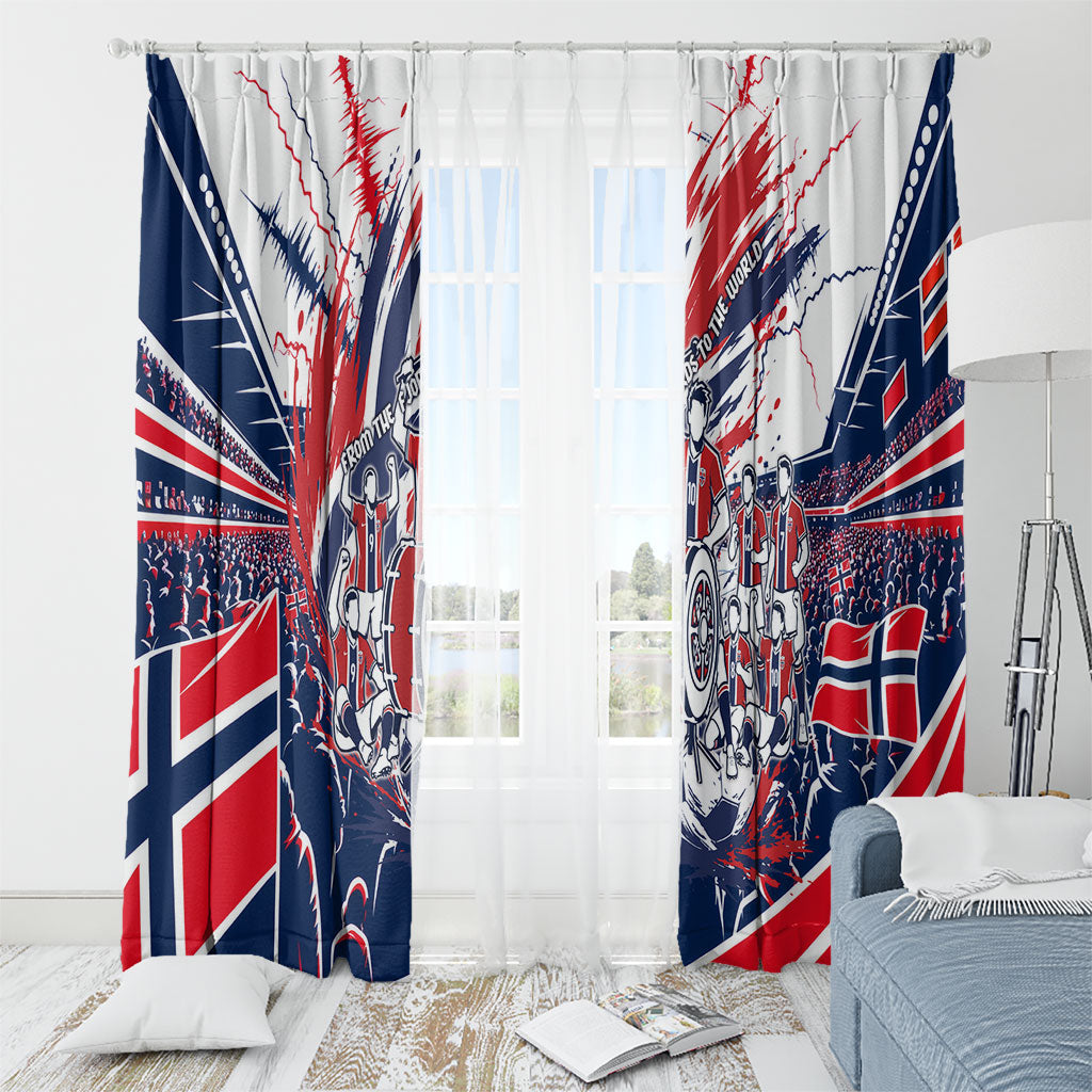 Norway Football From The Fjords To The World Window Curtain Viking Shield Paint Splatter Soccer Team