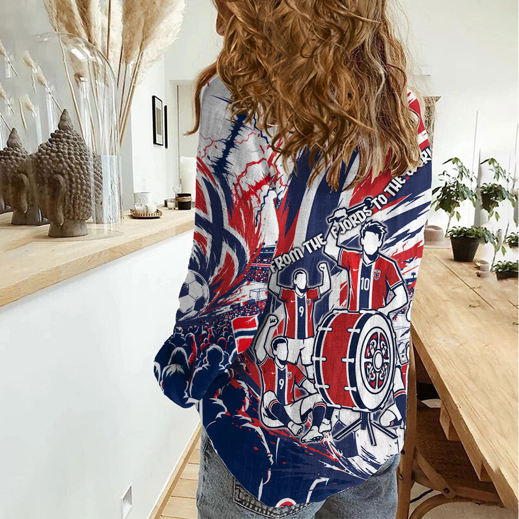 Norway Football From The Fjords To The World Women Casual Shirt Viking Shield Paint Splatter Soccer Team