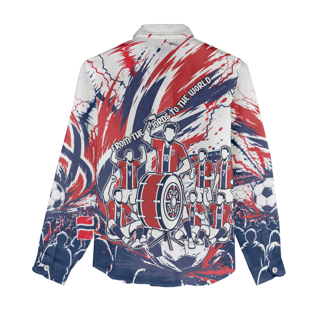 Norway Football From The Fjords To The World Women Casual Shirt Viking Shield Paint Splatter Soccer Team