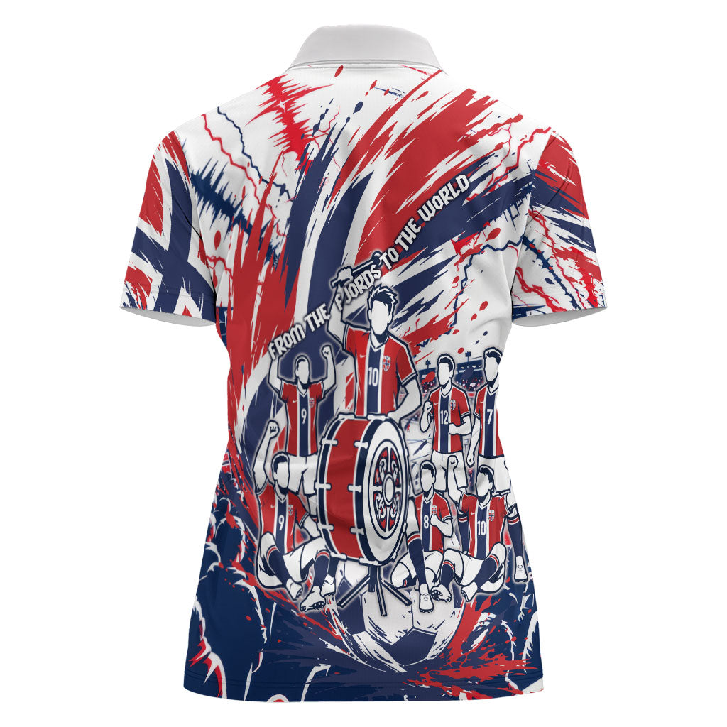 Norway Football From The Fjords To The World Women Polo Shirt Viking Shield Paint Splatter Soccer Team