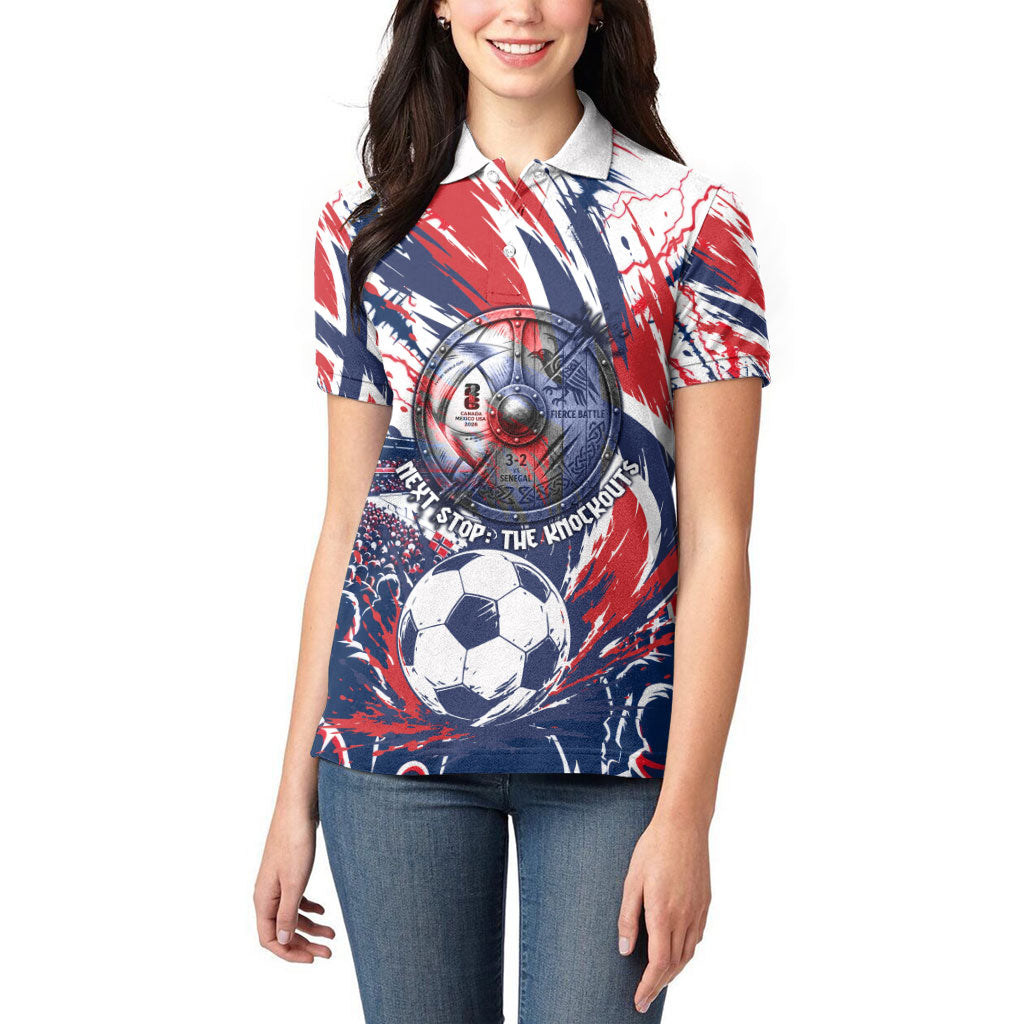 Norway Football From The Fjords To The World Women Polo Shirt Viking Shield Paint Splatter Soccer Team