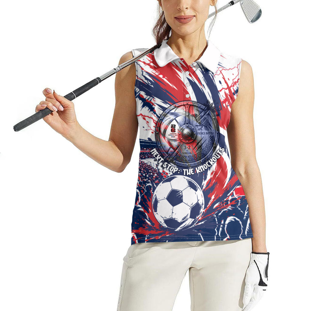Norway Football From The Fjords To The World Women Sleeveless Polo Shirt Viking Shield Paint Splatter Soccer Team