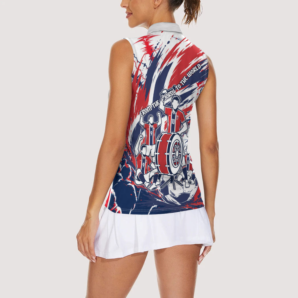 Norway Football From The Fjords To The World Women Sleeveless Polo Shirt Viking Shield Paint Splatter Soccer Team