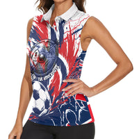 Norway Football From The Fjords To The World Women Sleeveless Polo Shirt Viking Shield Paint Splatter Soccer Team