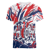 Norway Football From The Fjords To The World Women V-Neck T-Shirt Viking Shield Paint Splatter Soccer Team