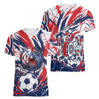 Norway Football From The Fjords To The World Women V-Neck T-Shirt Viking Shield Paint Splatter Soccer Team