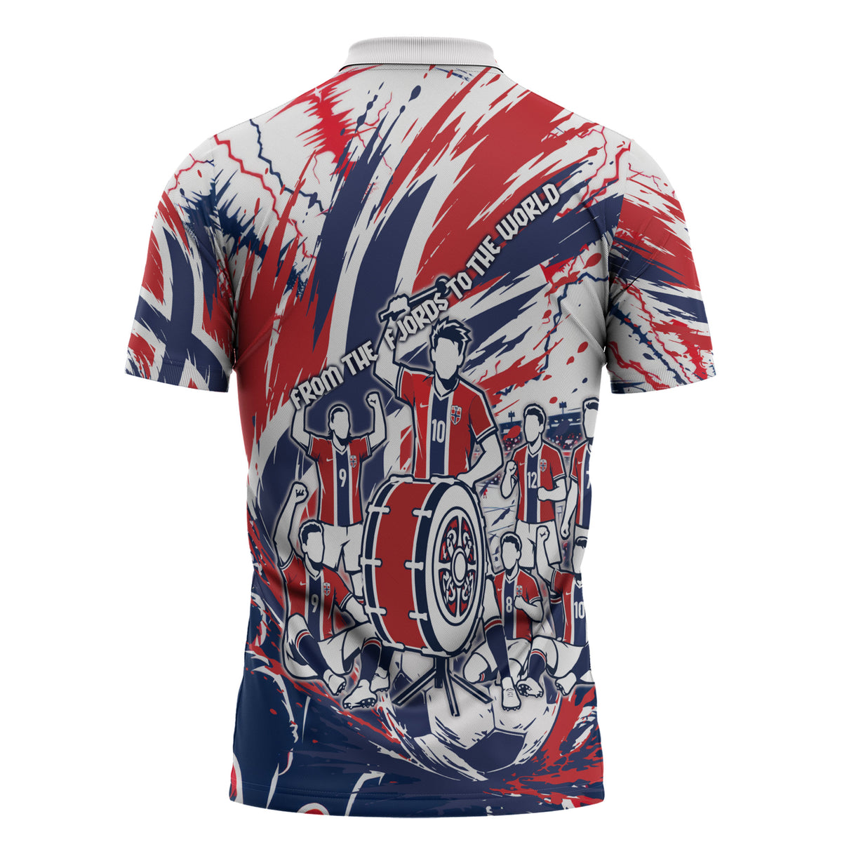 Norway Football From The Fjords To The World Zipper Polo Shirt Viking Shield Paint Splatter Soccer Team