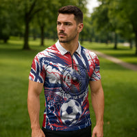 Norway Football From The Fjords To The World Zipper Polo Shirt Viking Shield Paint Splatter Soccer Team