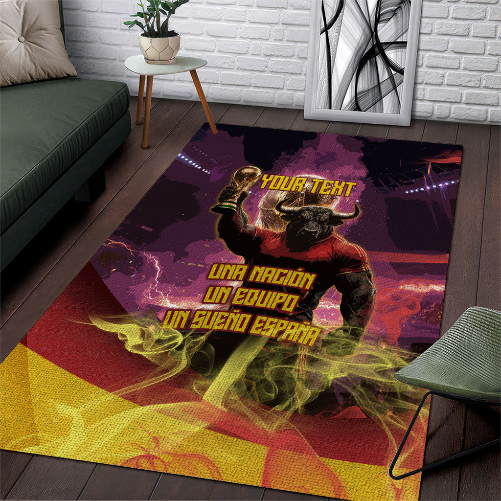 Personalized Spain Football Bull Mascot Area Rug Spanish Pride Champion Trophy Graphic Art