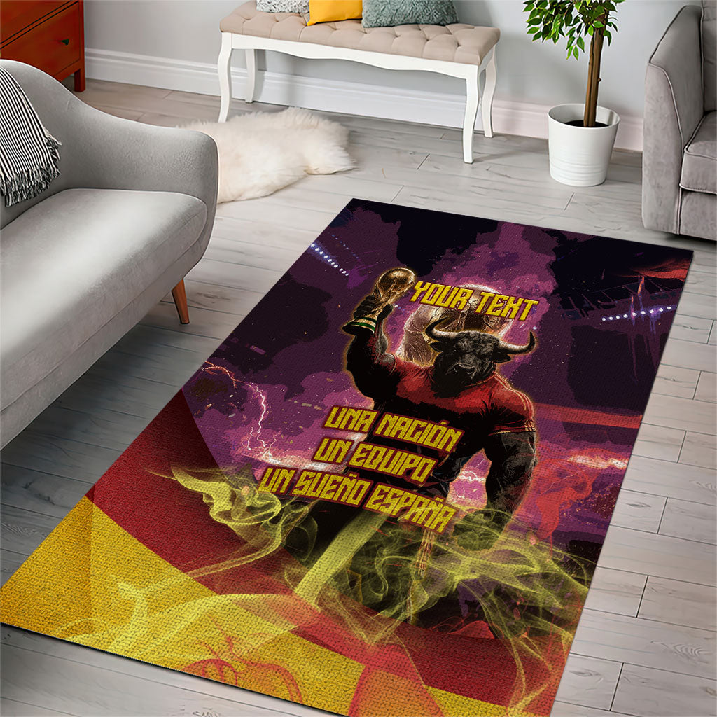 Personalized Spain Football Bull Mascot Area Rug Spanish Pride Champion Trophy Graphic Art