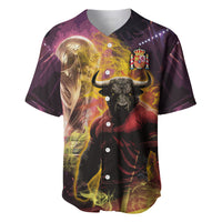 Personalized Spain Football Bull Mascot Baseball Jersey Spanish Pride Champion Trophy Graphic Art
