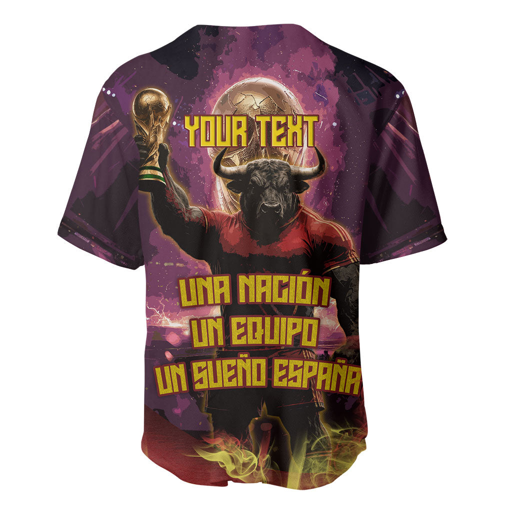 Personalized Spain Football Bull Mascot Baseball Jersey Spanish Pride Champion Trophy Graphic Art
