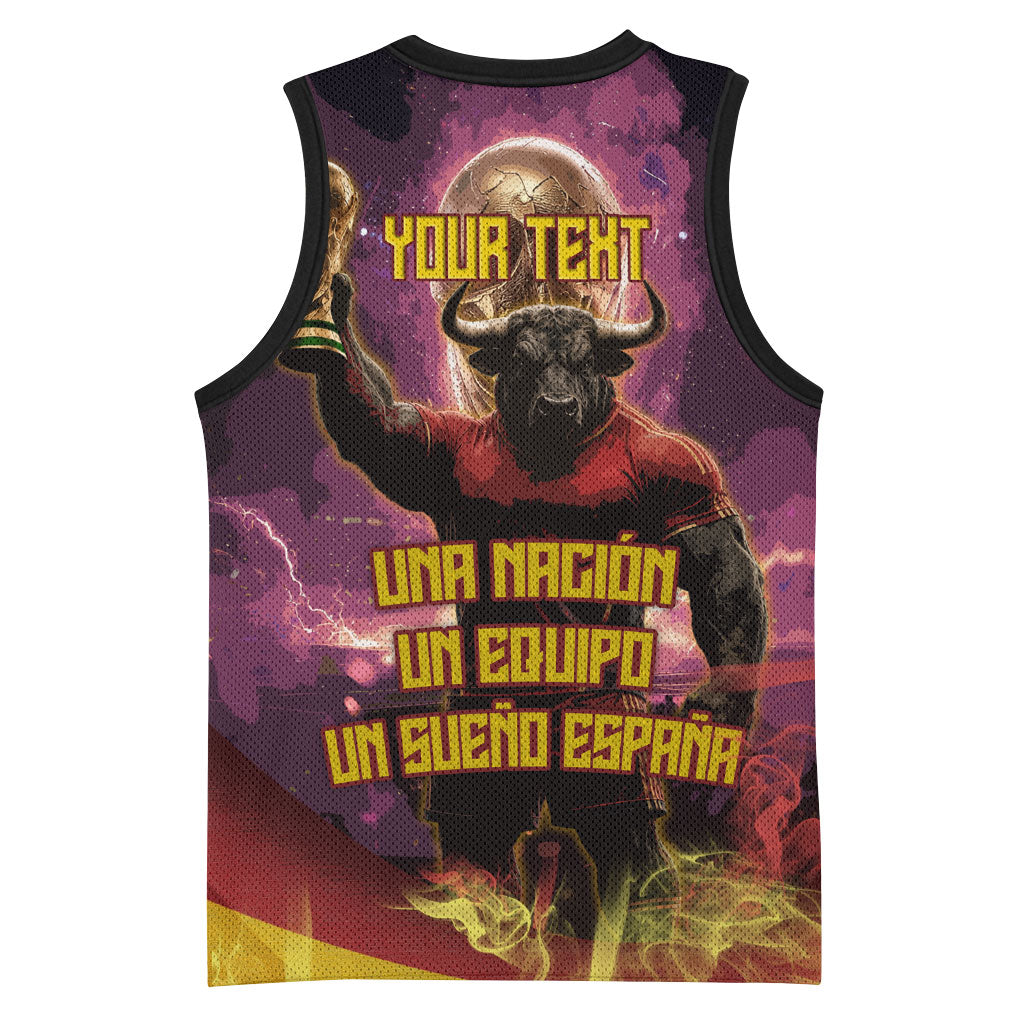 Personalized Spain Football Bull Mascot Basketball Jersey Spanish Pride Champion Trophy Graphic Art