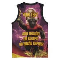 Personalized Spain Football Bull Mascot Basketball Jersey Spanish Pride Champion Trophy Graphic Art