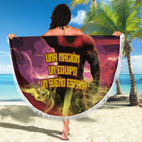 Personalized Spain Football Bull Mascot Beach Blanket Spanish Pride Champion Trophy Graphic Art