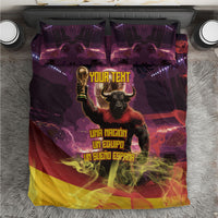 Personalized Spain Football Bull Mascot Bedding Set Spanish Pride Champion Trophy Graphic Art