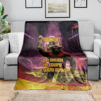 Personalized Spain Football Bull Mascot Blanket Spanish Pride Champion Trophy Graphic Art