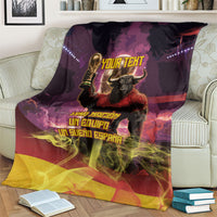 Personalized Spain Football Bull Mascot Blanket Spanish Pride Champion Trophy Graphic Art