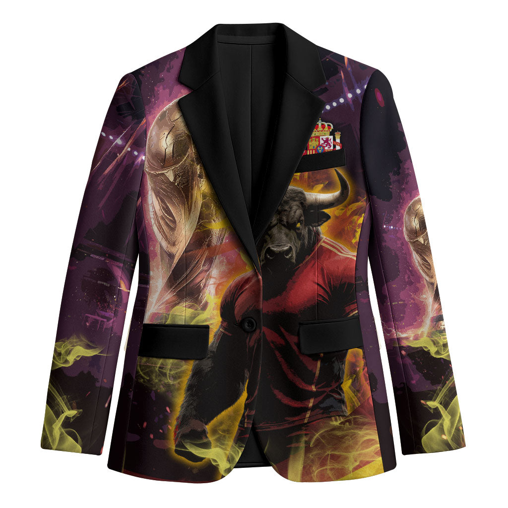 Personalized Spain Football Bull Mascot Blazer Spanish Pride Champion Trophy Graphic Art
