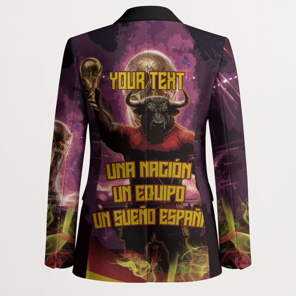 Personalized Spain Football Bull Mascot Blazer Spanish Pride Champion Trophy Graphic Art
