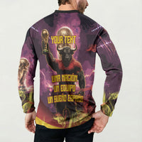 Personalized Spain Football Bull Mascot Button Sweatshirt Spanish Pride Champion Trophy Graphic Art