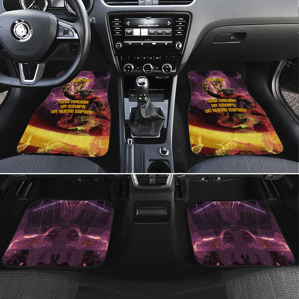 Personalized Spain Football Bull Mascot Car Mats Spanish Pride Champion Trophy Graphic Art