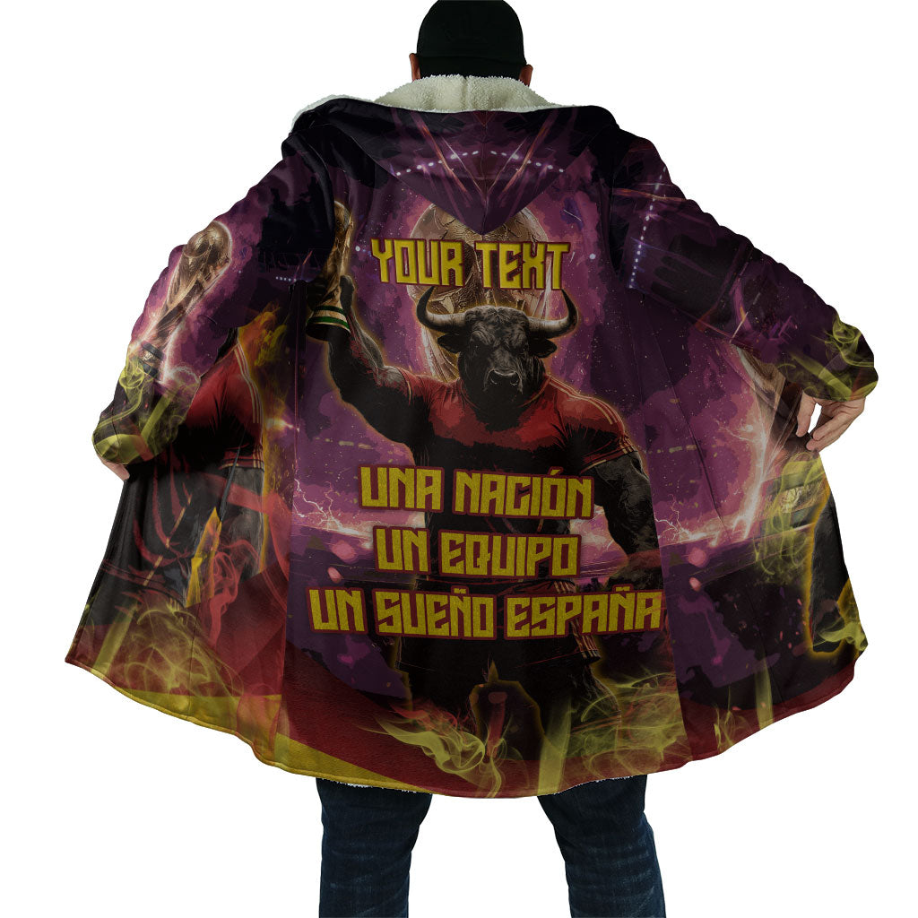 Personalized Spain Football Bull Mascot Cloak Spanish Pride Champion Trophy Graphic Art