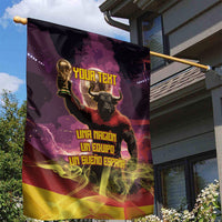 Personalized Spain Football Bull Mascot Garden Flag Spanish Pride Champion Trophy Graphic Art