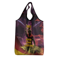 Personalized Spain Football Bull Mascot Grocery Bag Spanish Pride Champion Trophy Graphic Art