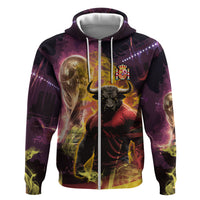 Personalized Spain Football Bull Mascot Hoodie Spanish Pride Champion Trophy Graphic Art