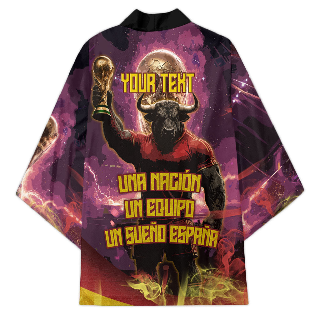 Personalized Spain Football Bull Mascot Kimono Spanish Pride Champion Trophy Graphic Art