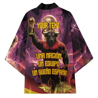 Personalized Spain Football Bull Mascot Kimono Spanish Pride Champion Trophy Graphic Art